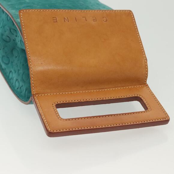 CELINE C Macadam Canvas Shoulder Bag Suede Turquoise Blue Silver - Picture 6 of 12